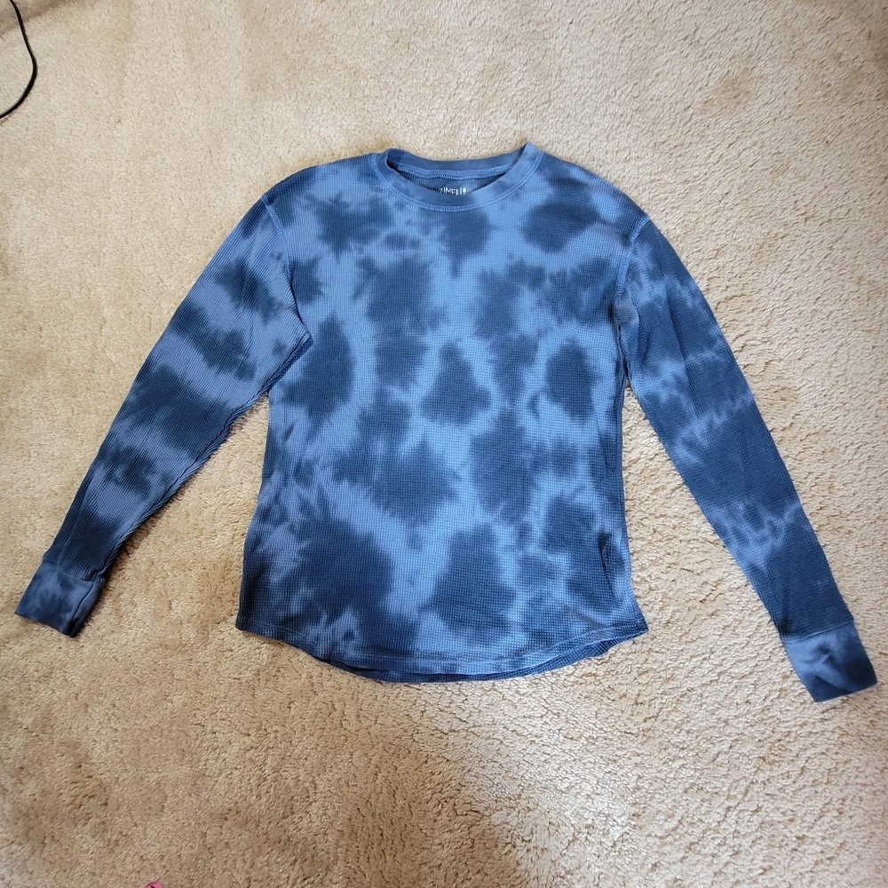 Time and Tru Womens Blue Tie-Dye Long Sleeve Shirt